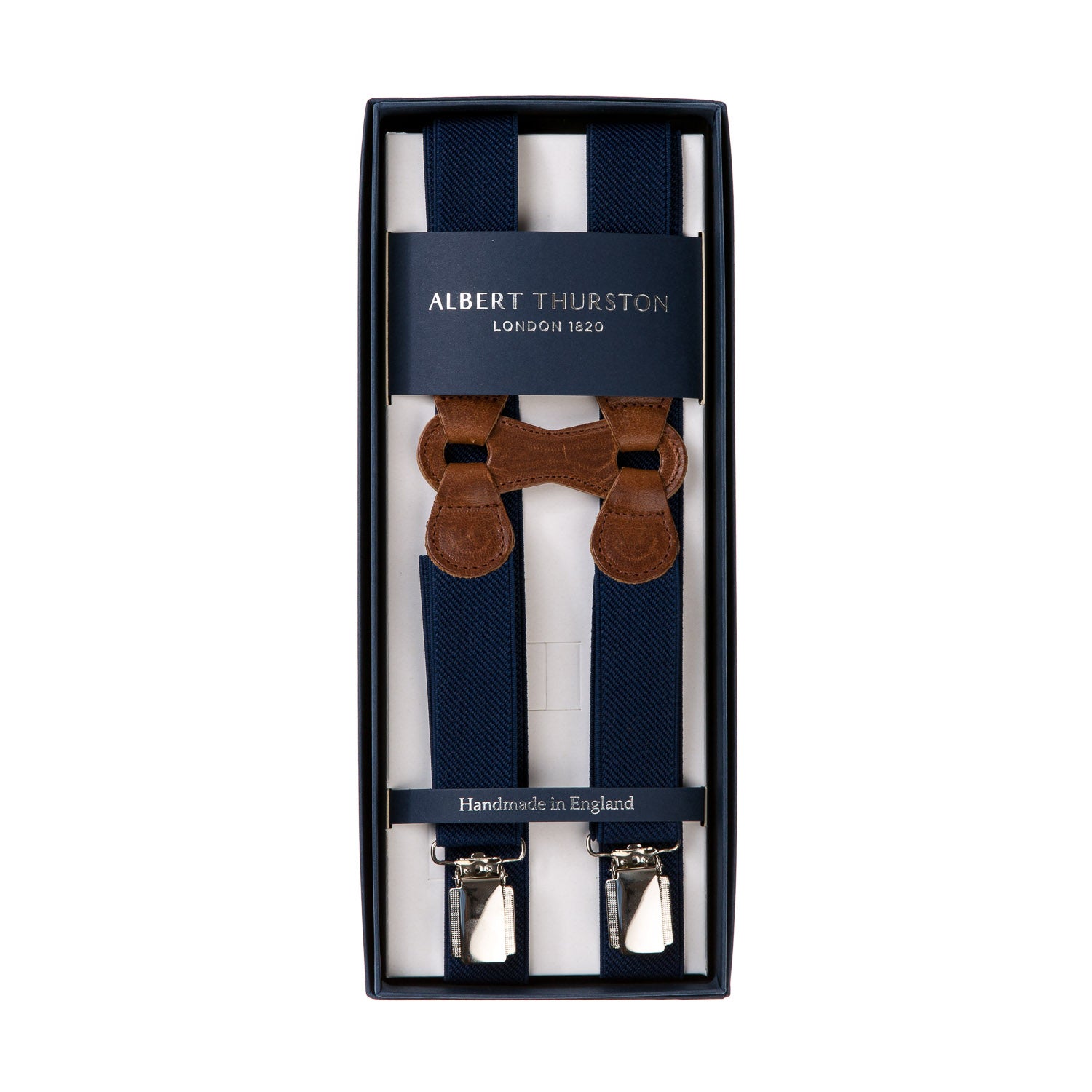 Dark Blue Elastic Clip-On Suspenders "Infinity"